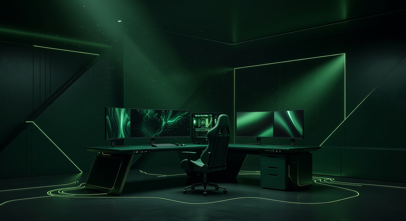 Abstract dark green modern gaming environment